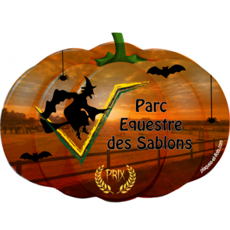 plaque speciale forme citrouille halloween equitation concours equestre