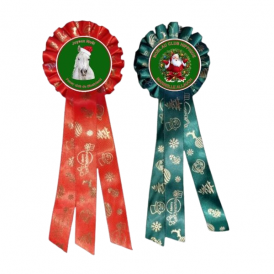 flot de noel concours cocarde rosace concours equitation ruban vert rouge