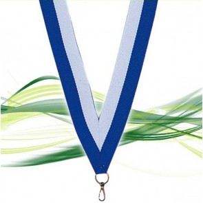 Ruban de médaille bleu foncé et blanc