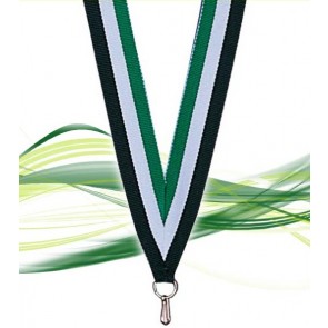 Ruban pour médaille noir blanc et vert