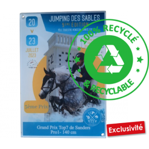 Plaque metal aluminium eco responsable concours hippique developpement durable recycle recyclable ecologique friendly