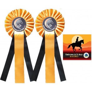 Ensemble flot cocarde plaque en promotion concours chevaux equitation poneys equestre canin